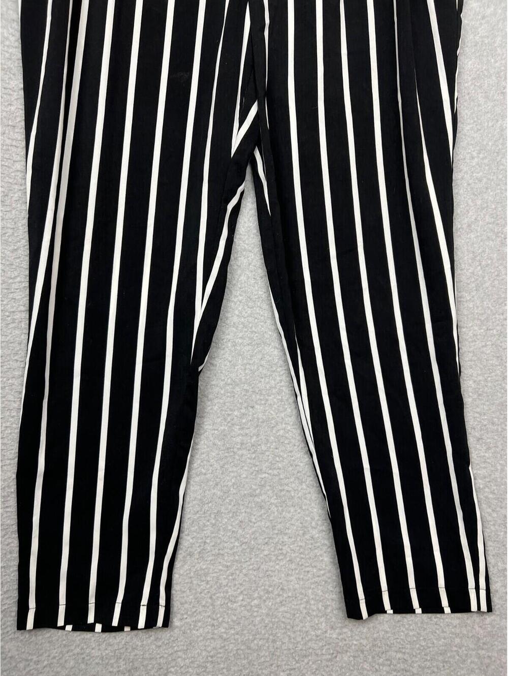 Pinstripes Womens L Straight Leg Pants Slacks Office Work Black Casual Work - Picture 2 of 10